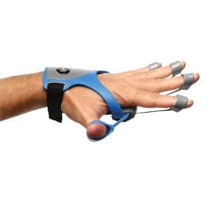 Hand wearing Xtensor hand exerciser